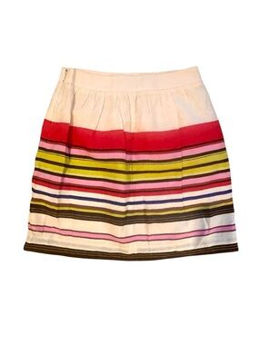 LOFT Striped A-Line Skirt in White, Pink, Red, Green, Blue & Brown